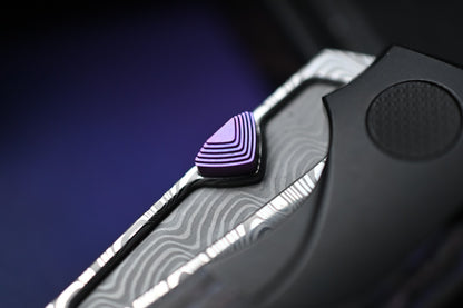 NEW Null Knives Voodoo Doll - Acid Wash Damasteel / Purple Haze Carbon Fiber