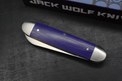 NEW Jack Wolf Knives Gateway Equal End - Purple G10 / Satin Sandvik Blade