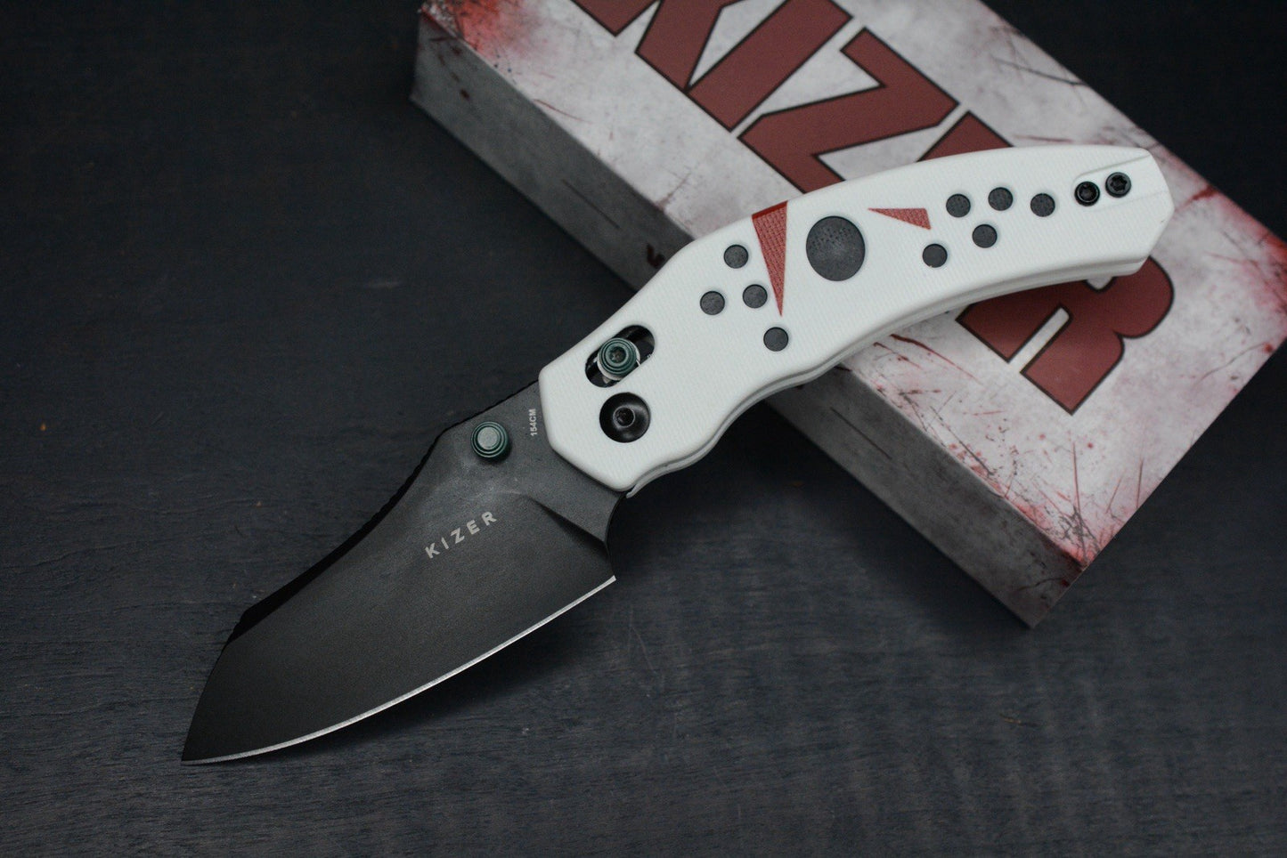 NEW Kizer Knives Bulldog “Jason” White G-10 - Halloween Special Edition EXC