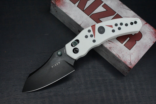 NEW Kizer Knives Bulldog “Jason” White G-10 - Halloween Special Edition EXC