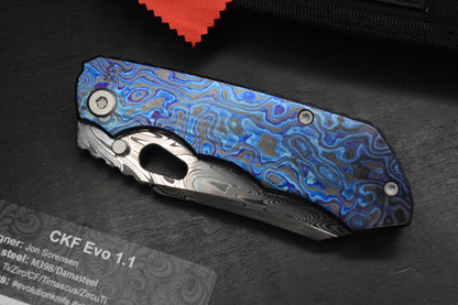 RARE Custom Knife Factory Rotten Evo 1.1 Full Dress Zircuti & Damasteel