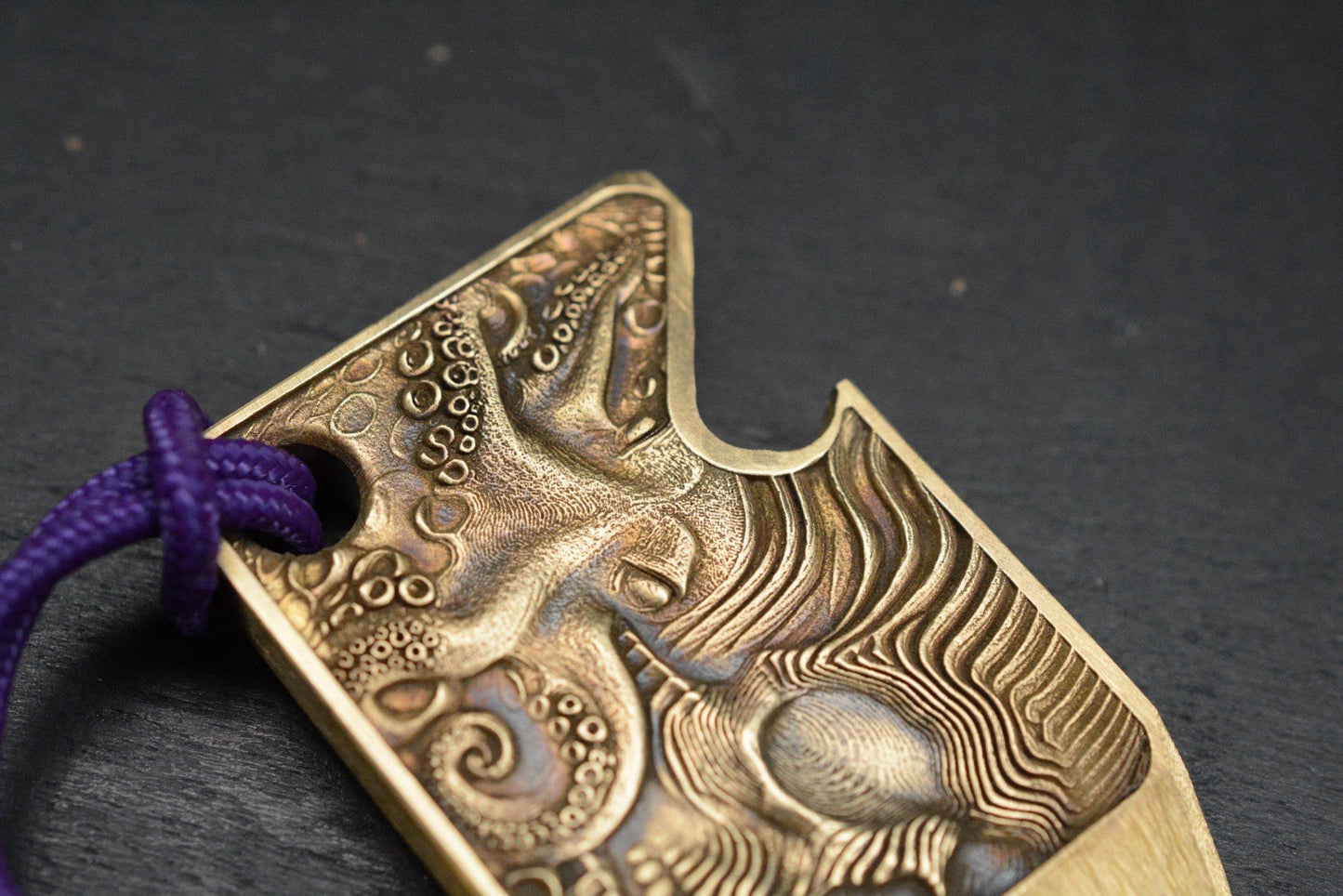 RARE “Fatboy Creations” Kraken Skull Brass Pry Bar USA Made Handmade Re NGMCo