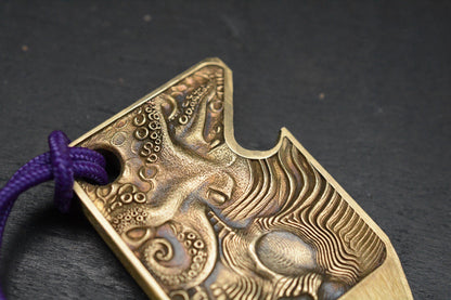 RARE “Fatboy Creations” Kraken Skull Brass Pry Bar USA Made Handmade Re NGMCo