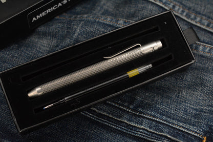 RARE Nottingham Tactical G2 Double Lock - Carved, Blasted & Tumbled Titanium Pen
