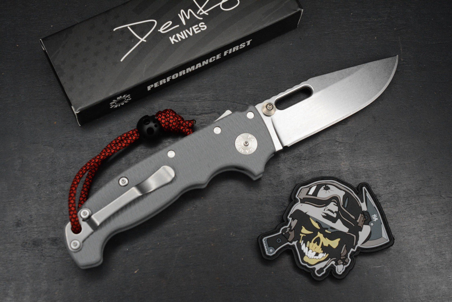 RARE Demko USA MG AD20 - Grey G-10/ Clip Point CPM3V Slotted w/ Black Ti Bead