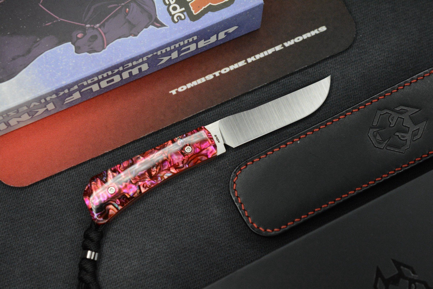 NEW Jack Wolf Pioneer Jack FIXedc - Red Abalone / S90V w/ Sheath