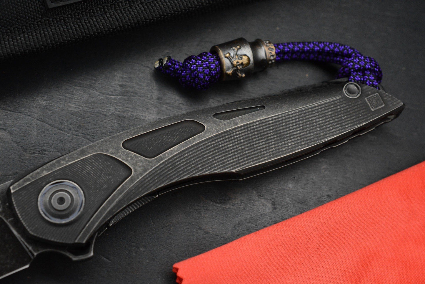 RARE Custom Knife Factory Sukhoi 5 Blackwash  w/ Crystalized Ti Backspacer /M398