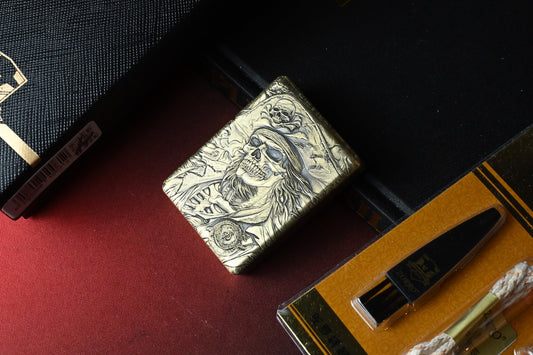 NEW Zorro Pirates Of The Caribbean - Deep Carved Brass Lighter Re Zippo