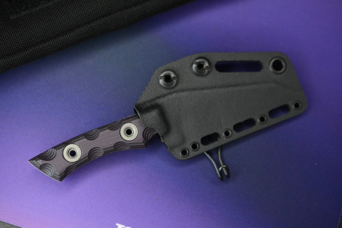 NEW T. Kell Knives WharnEDC Fixed Blade - Magnacut / Purple Marauder G10