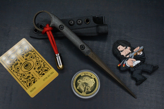 RARE Half Face Blades Cardiac Spike Black Micarta Midnight Brze w/John Wick Pac
