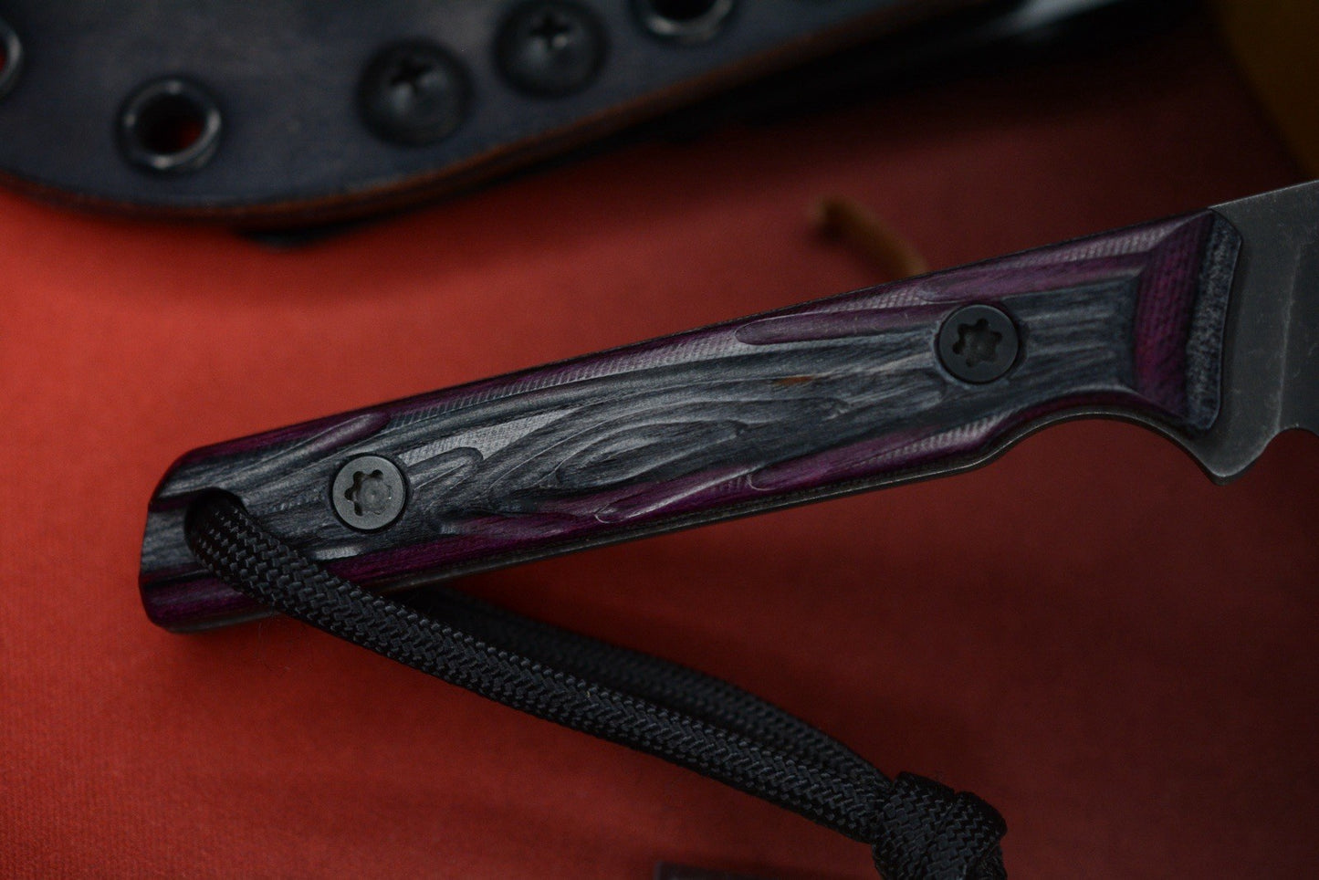 NEW JP Bladesmithing Fang EDC Fixed Blade - Mirkwood Texture Purple Haze Dymalux