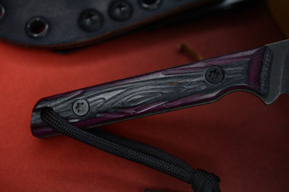 NEW JP Bladesmithing Fang EDC Fixed Blade - Mirkwood Texture Purple Haze Dymalux