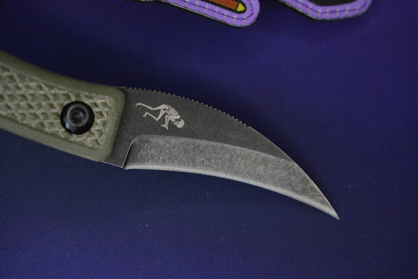 RARE Ed’s Manifesto & Sneakreaper Elvia Field Knife - Green G10 / Acid Stonewash
