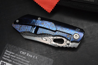 RARE Custom Knife Factory Rotten Evo 1.1 Full Dress Zircuti & Damasteel