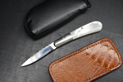 RARE++ Joe Kious Slipjoint Mother Of Pearl / Engraved Lock Back / Bolsters