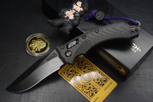 NEW Microtech Amphibian Ram Lok CF SHADOW w/ Playge Skall Bead & Wick Pack