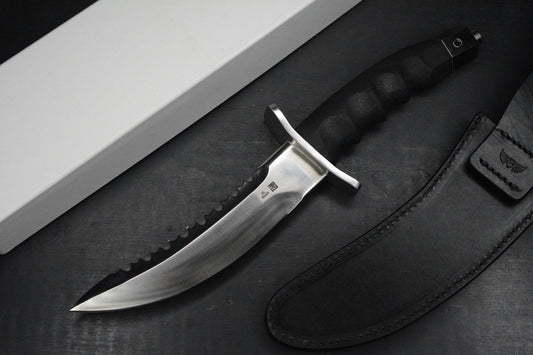 RARE+ Al Mar Knives Seki Japan Warrior Satin Blade /Rubber Hdle w/Leather Sheath