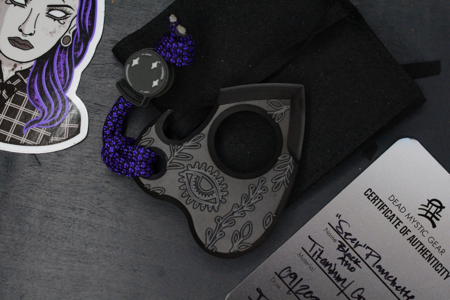 RARE Dead Mystic EDC Seer Planchette Black PVD Ti Bottle Opener w/ DM Bead & COA