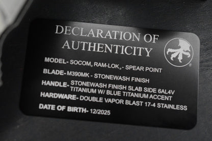 NEW Microtech Socom Elite Bar Lock Slab Side Ti Spearpoint w/ John Wick Pack