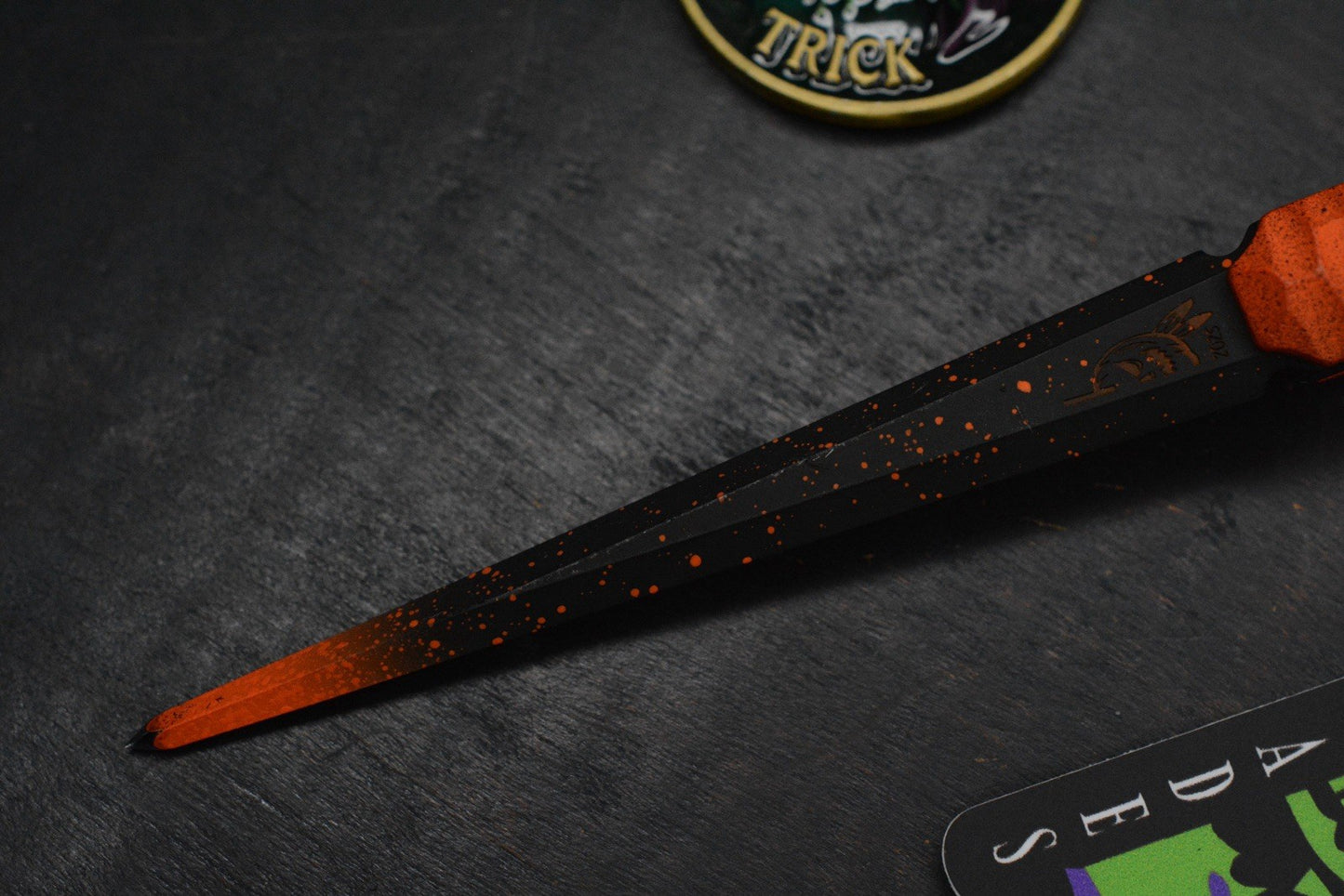 RARE Half Face Cardiac Spike Halloween SE Orange G-10 w/ Inky EDC Candy Corn Set