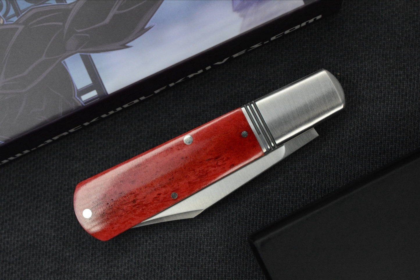 NEW Jack Wolf Gateway Barlow - Red Bone Handle/ Nickel Silver/ Sandvik 14C28N