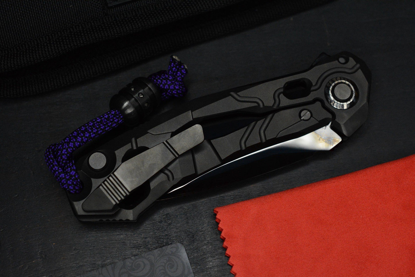NEW Custom Knife Factory T25 DLC Milled Ti / Polished DLC M398 w/Zirc Droid Bead