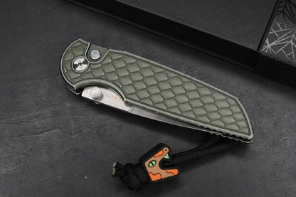 NEW Protech Integrity Battle Worn Reptile Green Scale Pattern w/ Wkrmn Bead