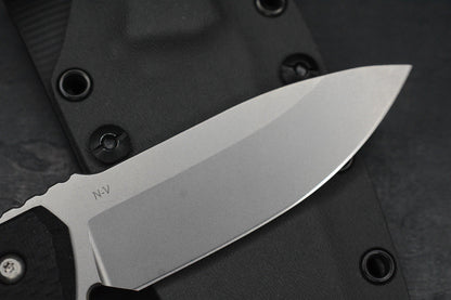 CUSTOM Burnley Kihoku Fixed Blade Black Micarta/AEBL Blade w/ Rare Poison Bead