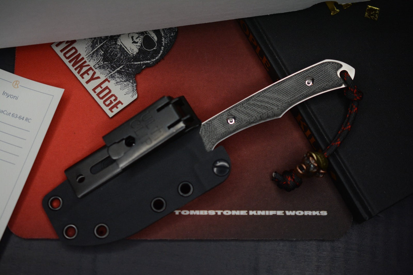 NEW Chris Reeve Inyoni Black Canvas Micarta Magnacut w/ Monkey Edge Patch & Bead