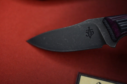 NEW JP Bladesmithing Fang EDC Fixed Blade - Mirkwood Texture Purple Haze Dymalux