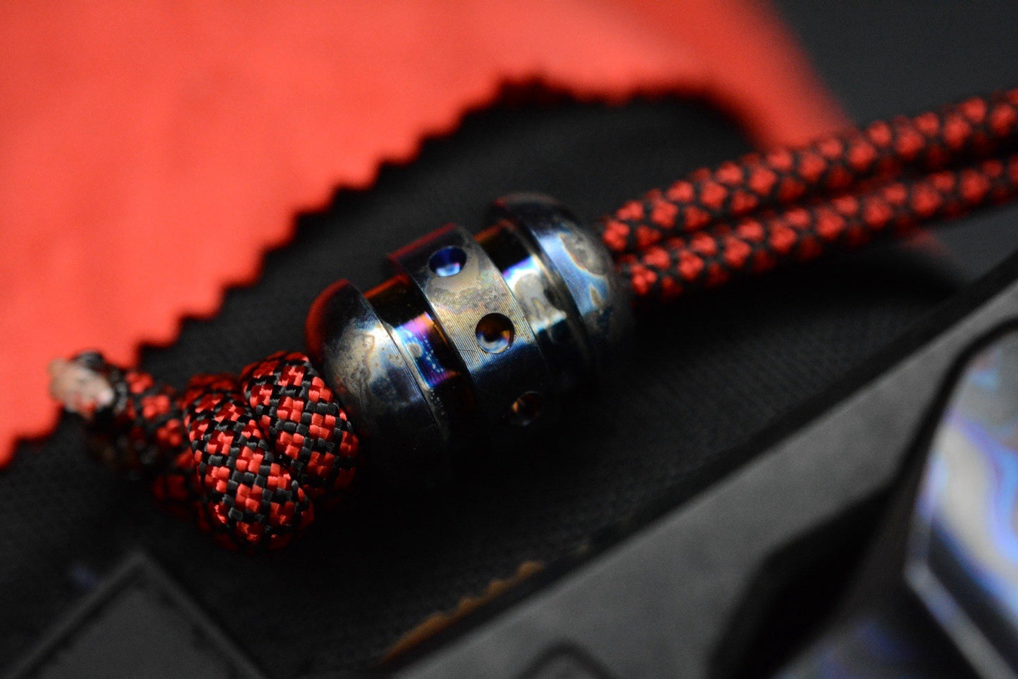 NEW Custom Knife Factory Traktor Crystalized Ti/ ZicuTi/ Copper/M390 w/ Ti2 Bead