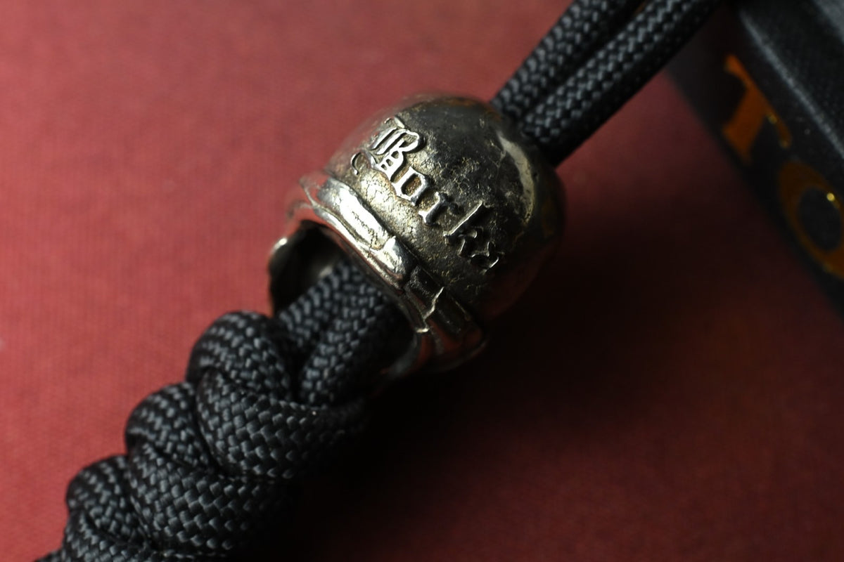 RARE Borka Custom White Brass Bandana Skull Bead - Engraved