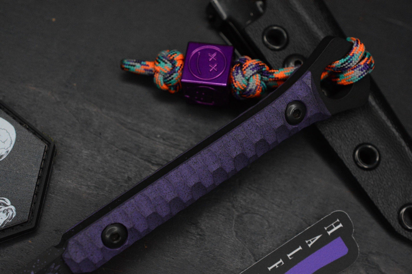 RARE Half Face Cardiac Spike Halloween SE Purple G-10 w/TKW Frankart & Patch