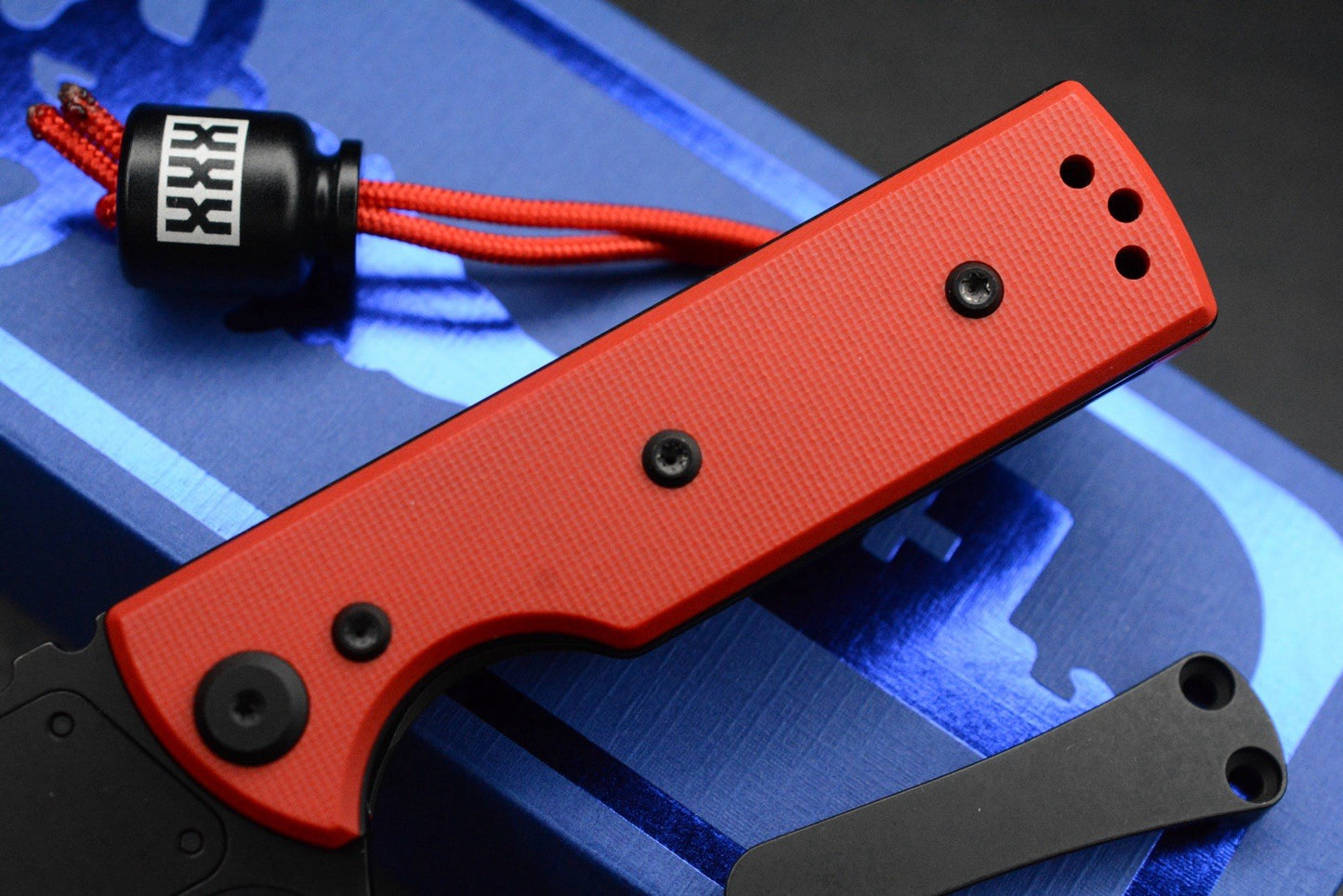 NEW Chaves EXC Chub Utility Knife Flipper / Red Micarta Handle w/ Poison Bead