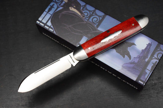 NEW Jack Wolf Knives Gateway Barlow Equal End - Smooth Red Bone/Satin Blade