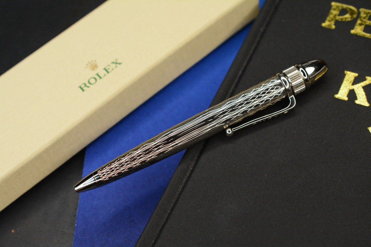 RARE Rolex Silver Diamond Ballpoint Pen w/ Original Packaging