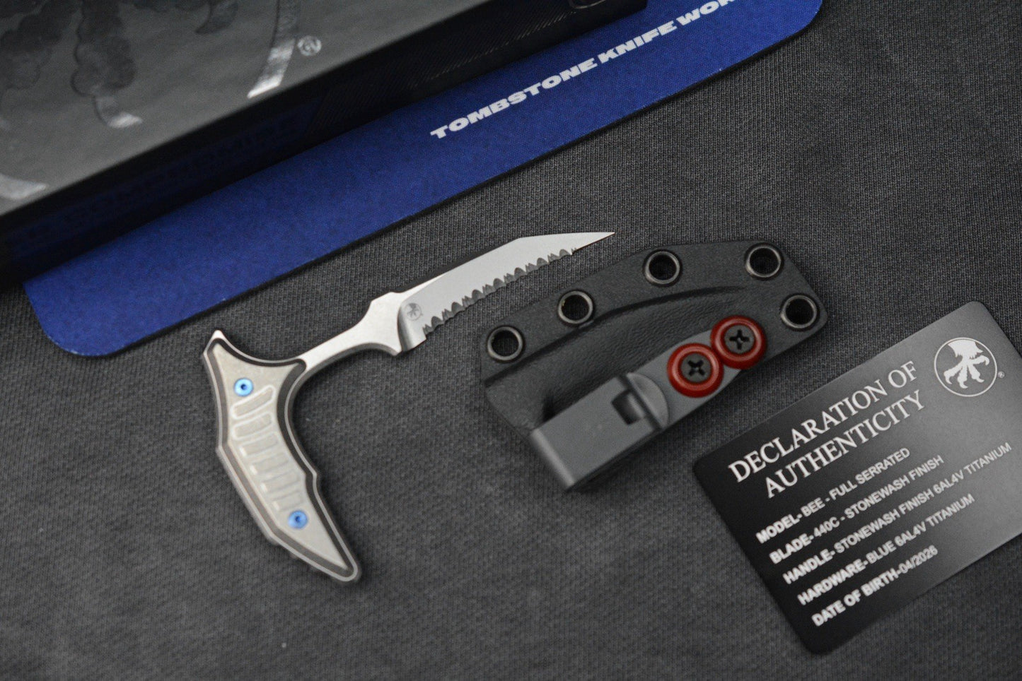 NEW Microtech x Bastinelli Bee SW Full Serr / Blue Ti HDW Marfione Selects w/COA