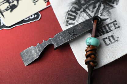 RARE Turkey Run Knife Co Pry - SW 80CRV2  w/ Turquoise Trustone Bead SN 122