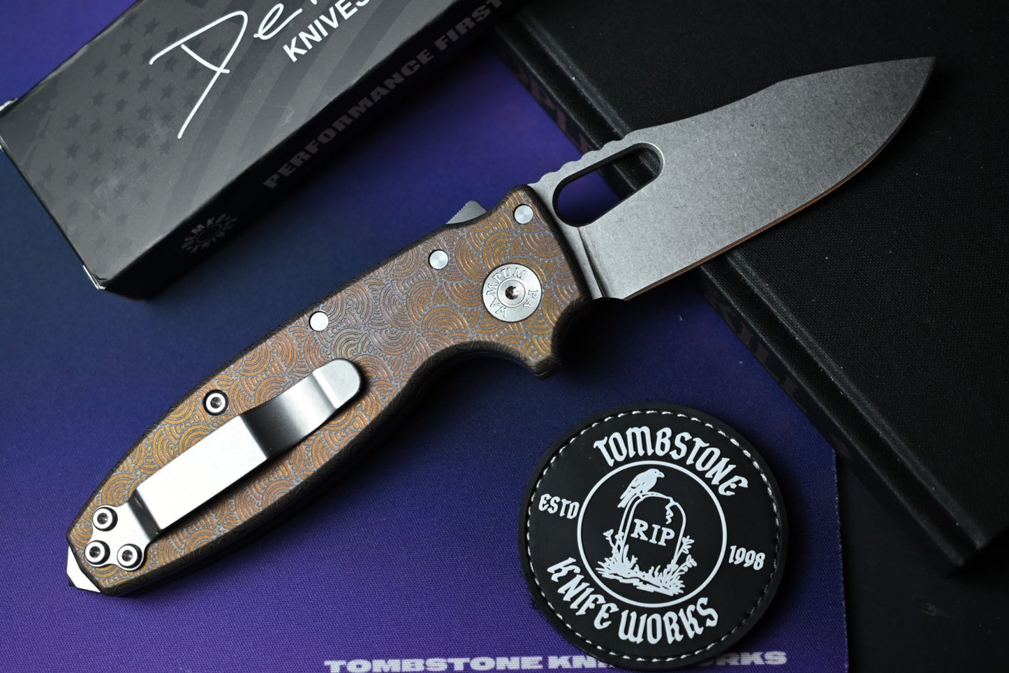 RARE Urban EDC x Demko Shark-A-Tac - Blue Ti & Bronze Chaos Seigaiha / MagnaCut