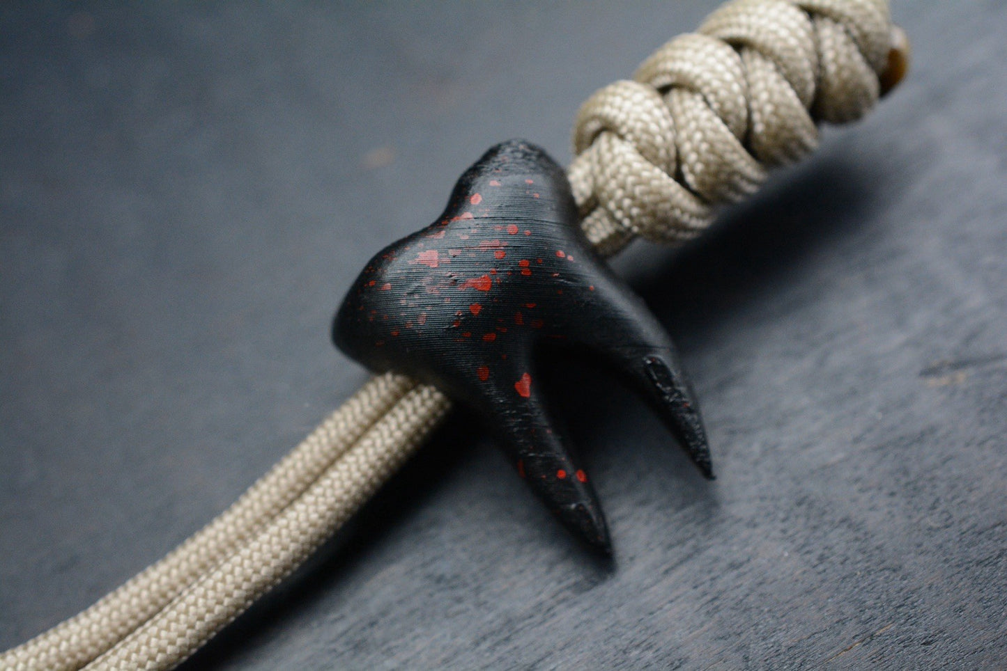 RARE Delicious Fist EDC Molar Bead - Blood Splatter Black/ Red - Hand Painted