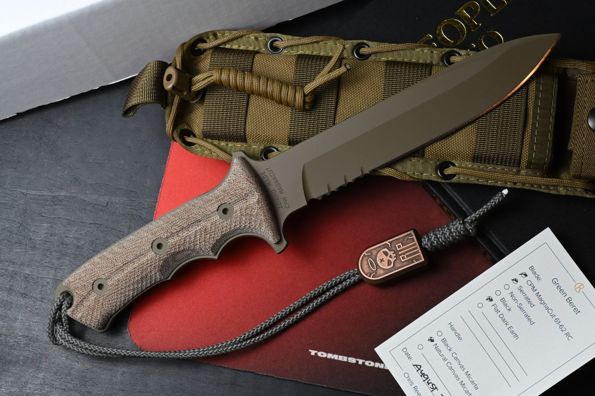 NEW Chris Reeve Knives Green Beret - Micarta/Tan FDE Magnacut w/Tombstone Bead
