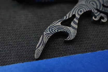 NEW Monkey Edge X Dmitry Streltsov Bottle Opener Octopus Ti Blue Damascus