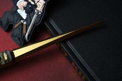 RARE Half Face Blades Cardiac Spike - Gold Finish w/ Bead & Wick Set