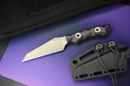 NEW T. Kell Knives WharnEDC Fixed Blade - Magnacut / Purple Marauder G10