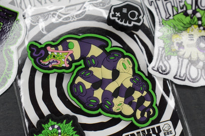 RARE++ Inky EDC x Beetlejuice Patch Set - 2x Patches & B/W Themed PVC Bead