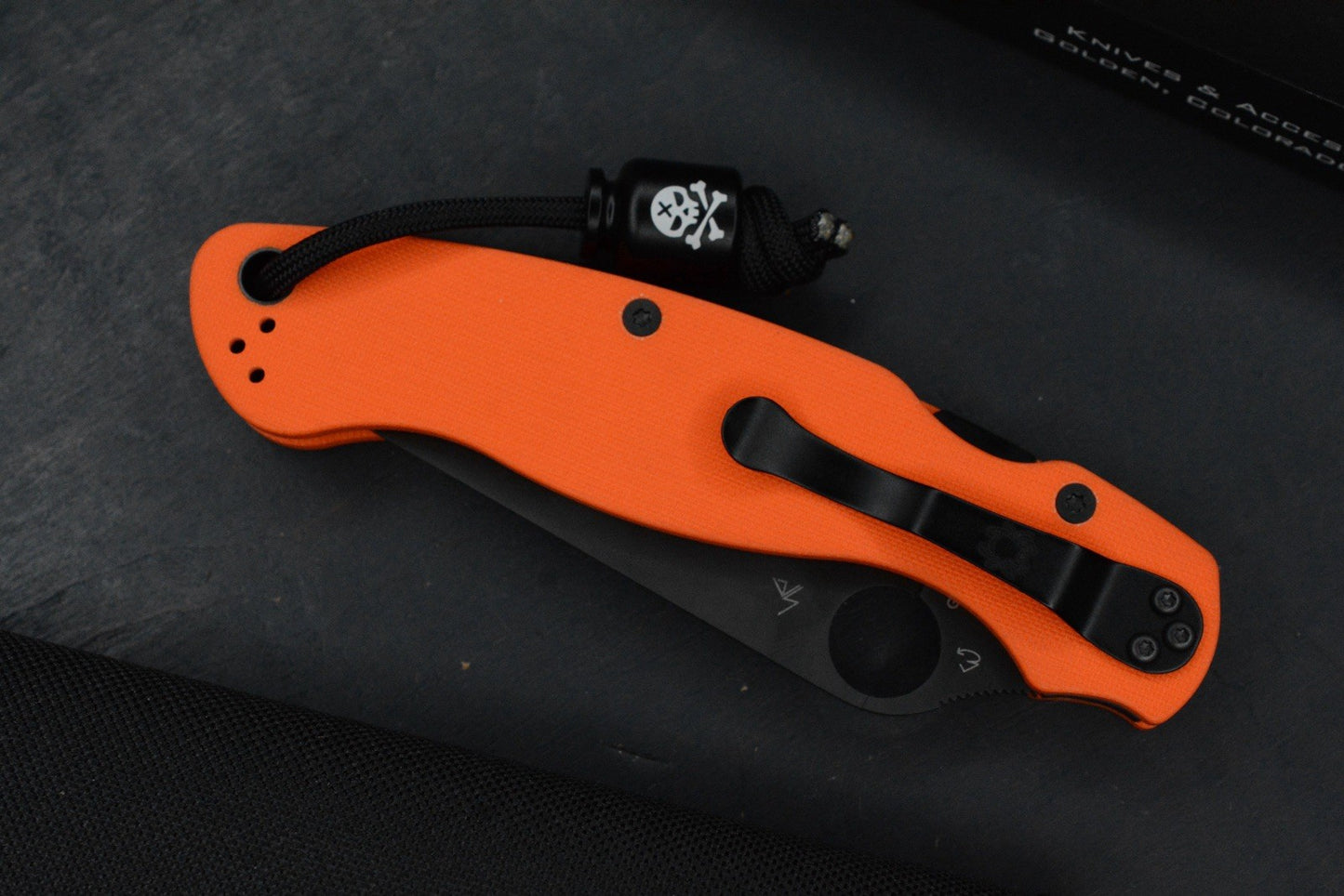 RARE Spyderco EXC Military 2 Black DLC /Orange G-10 Comp Lock w/Poison Bead