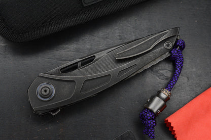 RARE Custom Knife Factory Sukhoi 5 Blackwash  w/ Crystalized Ti Backspacer /M398