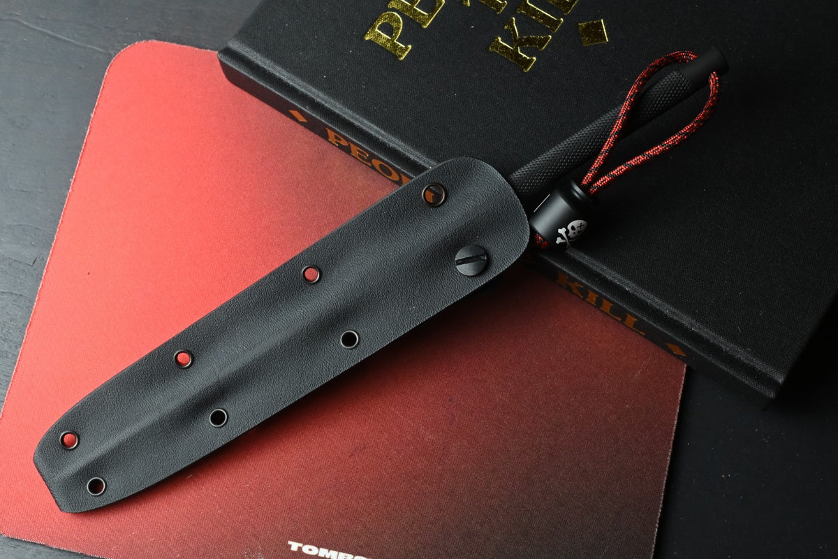 RARE Crawford Knives 10” Survival Straw Fixed Blade - Black DLC w/ Poison Bead