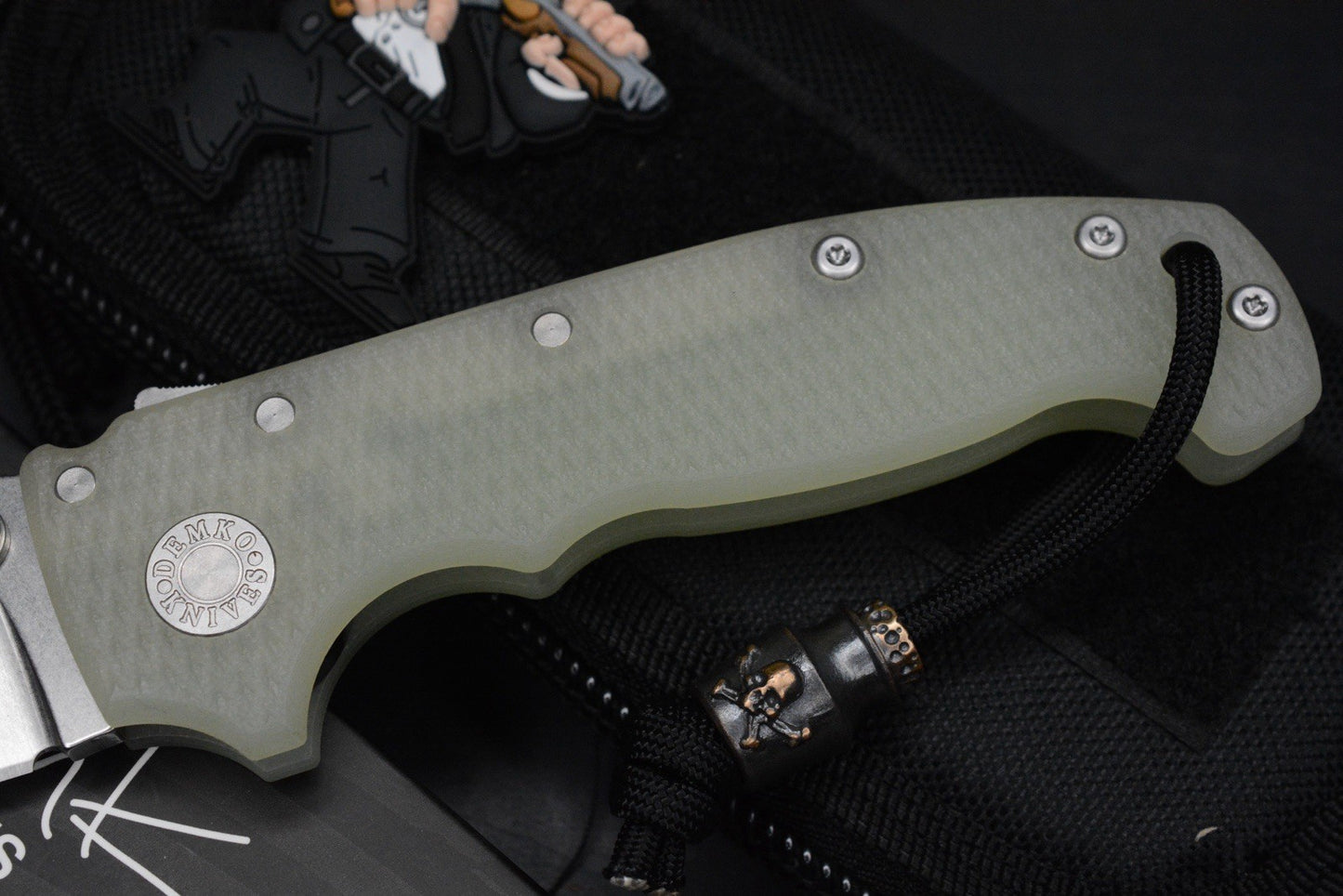 NEW DEMKO AD20 FULL SIZE Trans G-10 Magnacut Clip Point w/Poison Bead & JW Patch