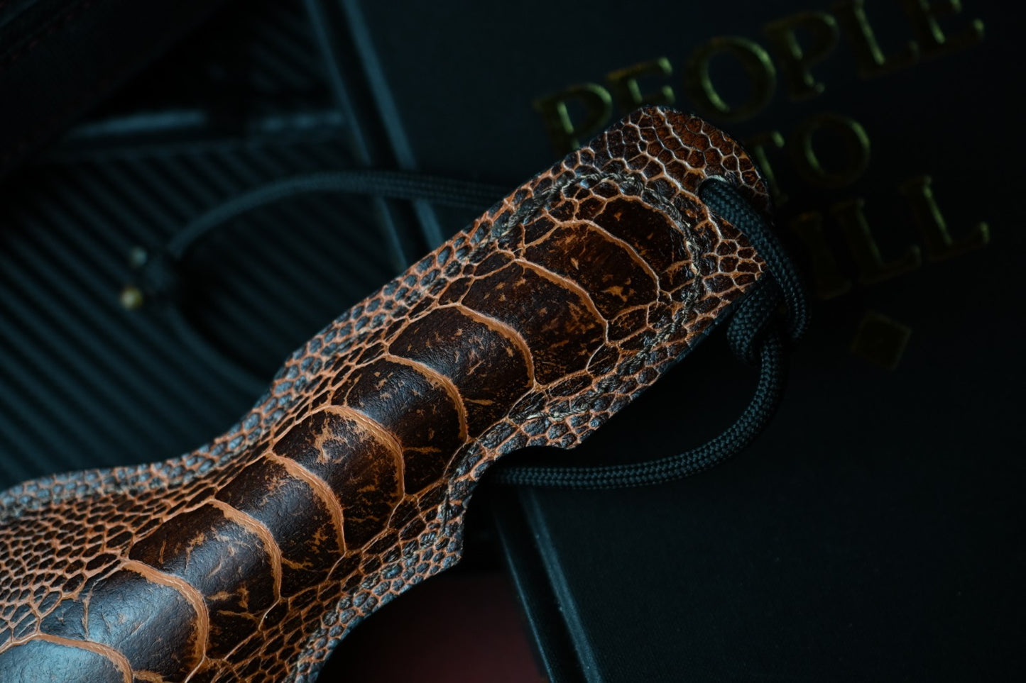 RARE Crimson Knives Street Hammer Custom - Burnt Amber Ostrich